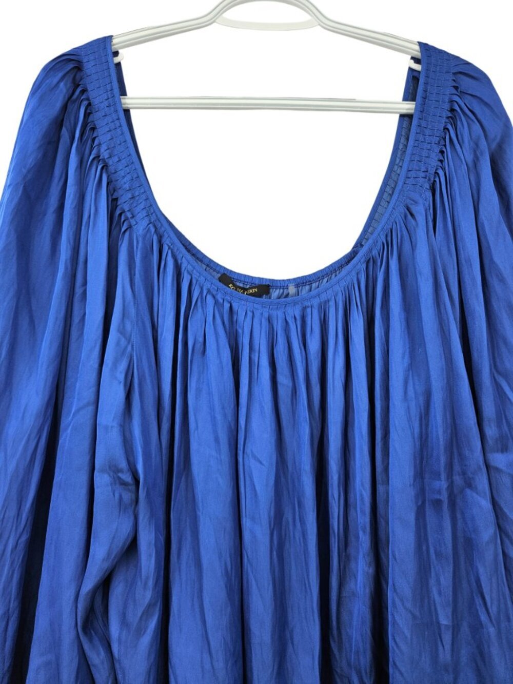 Kobi Halperin Alanna Satin Scoop Neck Blouse Blue Women's Size XXL Party Evening - Picture 4 of 12